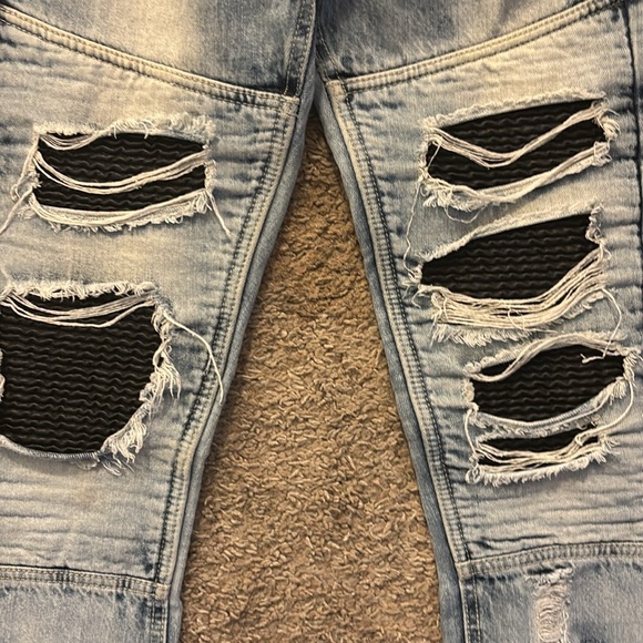 Black Premium Mens size 30waist jeans Distressed black mesh Light wash No flaws - Picture 4 of 11